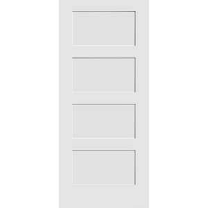 24 in. x 80 in. 4-Panel Wood Core White Primed Smooth MDF Interior Door Slab