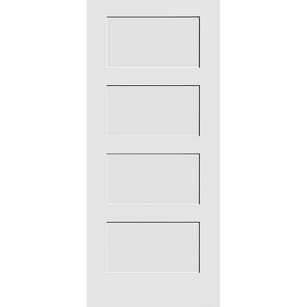 30 in. x 80 in. 4-Panel Solid Wood Core White Primed Smooth MDF Interior Door Slab