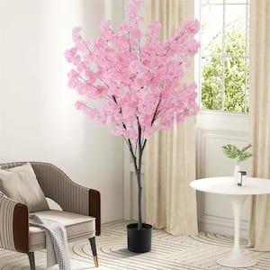 6 .5 ft. Pink Artificial Cherry Blossom Tree with 1170 Pink Flowers Cement-Filled