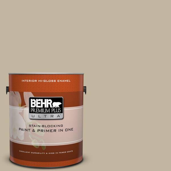 BEHR Premium Plus Ultra 1 gal. Home Decorators Collection #HDC-NT-09 Basic Khaki Hi-Gloss Enamel Interior Paint & Primer
