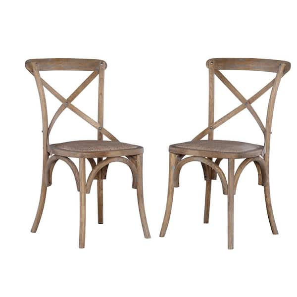 Linon Home Decor Posy Greywash Bentwood Dining Chairs with Rustic Finish (Set of 2)