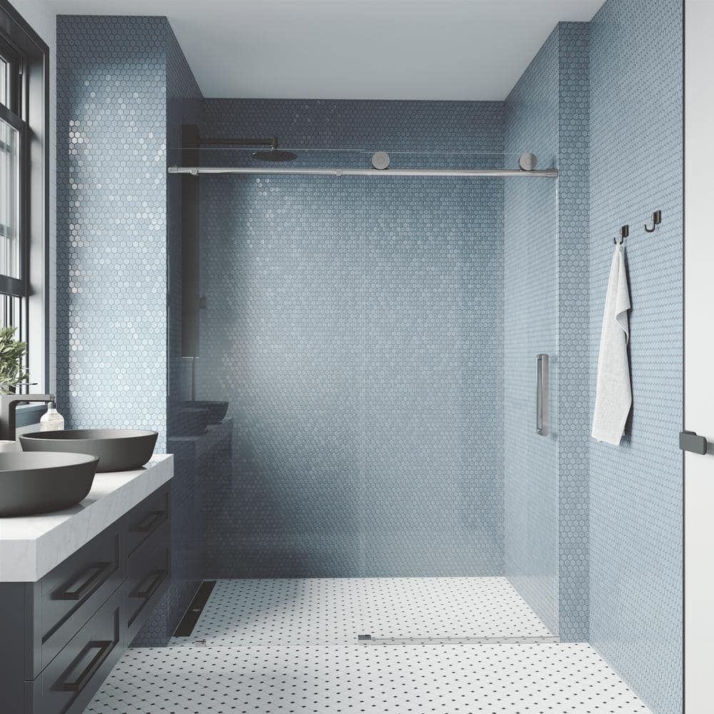 Elan 76" High x 60" Wide Frameless Sliding Shower Door in Chrome