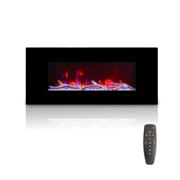 42 in. 1500W Wall-Mount Fireplace in Black with Multicolor Flame