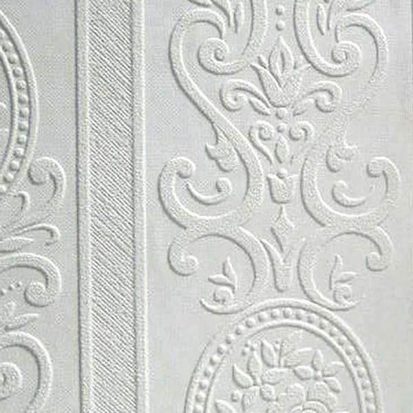 Anaglypta Louisa Paintable Textured Vinyl White & Off-White Wallpaper Sample