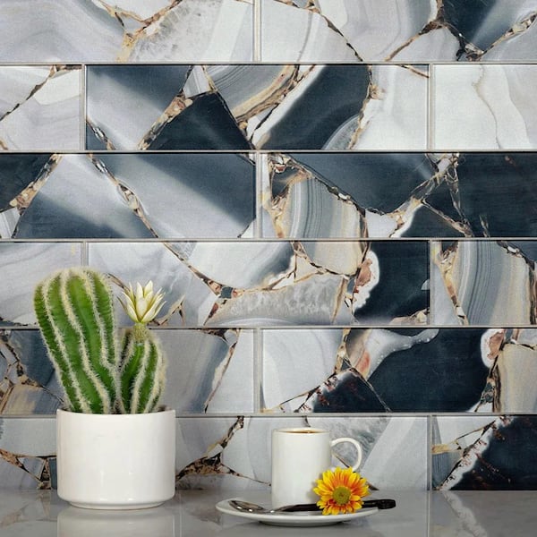 Carnelian 3 in. x 12 in. Glossy Gray Glass Subway Wall and Floor Tile (5 sq. ft./case) (20-pack)