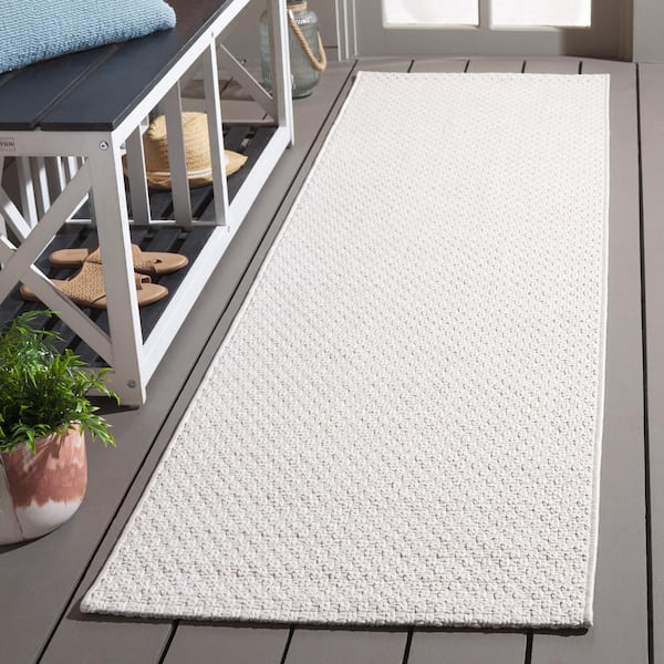 Sisal All-Weather 2 ft. x 7 ft. Ivory Woven Geometric Indoor/Outdoor Runner Rug