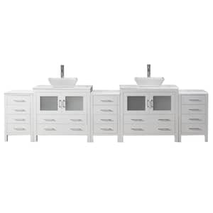 Dior 126 in. W x 18 in. D x 33 in. H Double Sink Bath Vanity in White with Marble Top