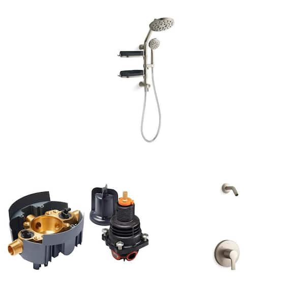 HydroRail 3-Spray Shower Column Kit with Hand Shower, Rite-Temp Valve Body, and Elate Wall Mount Shower Trim Kit