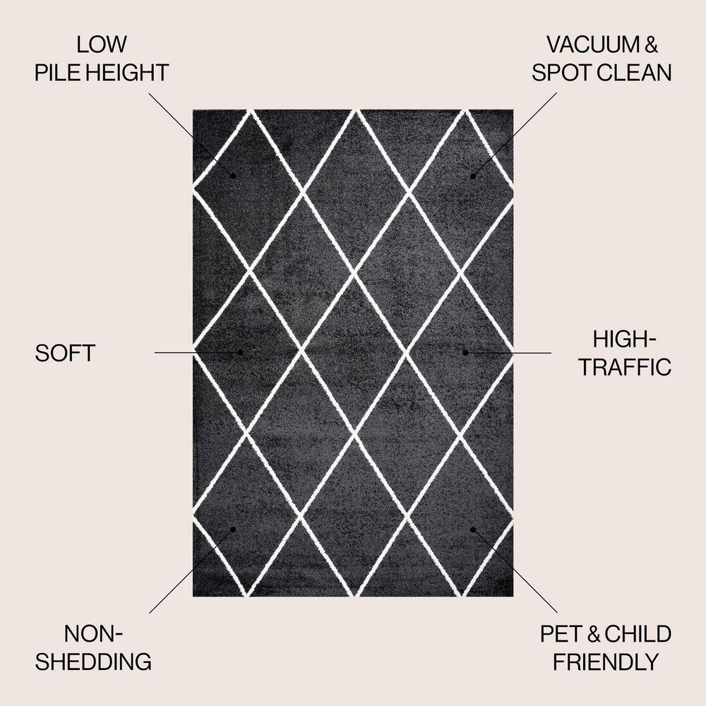 Cole Black and White Diamond Trellis 4' x 6' Area Rug