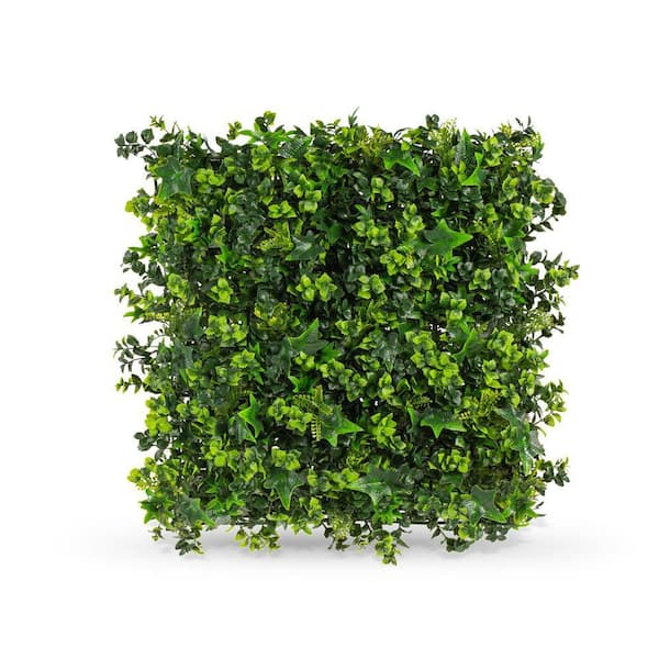 Vigoro 2 in. Green Artificial Mix Leaf 20 in. x 20 in. Foliage Panel (2-Piece)