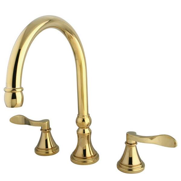 Kingston Brass French 2-Handle Deck-Mount Roman Tub Faucet in Polished Brass