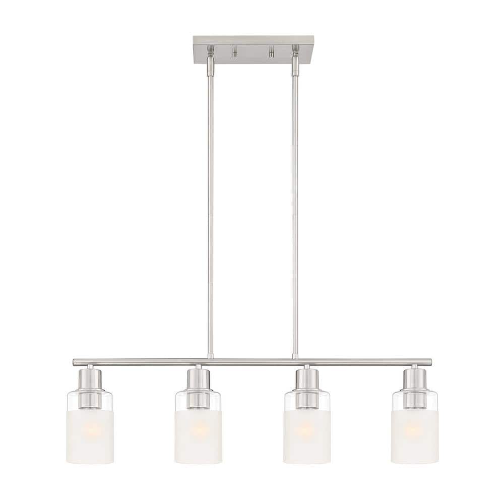 Cedar Lane Brushed Nickel 4-Light Glass Island Pendant