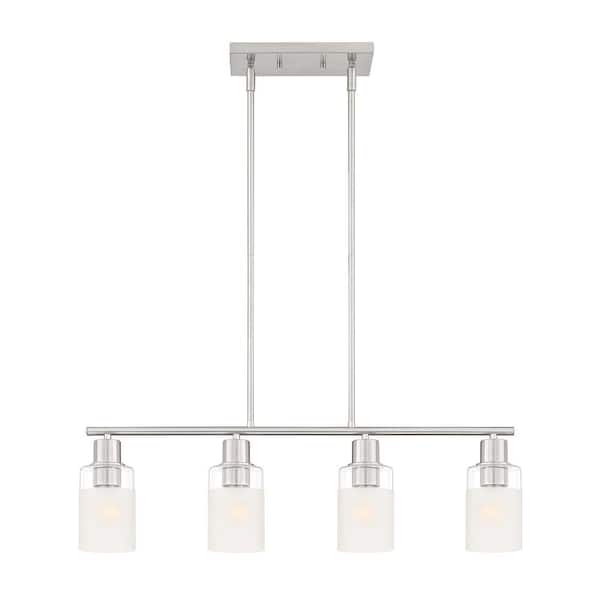 Cedar Lane 4-Light Brushed Nickel Modern Linear Chandelier for Kitchen Islands with No Bulbs Included