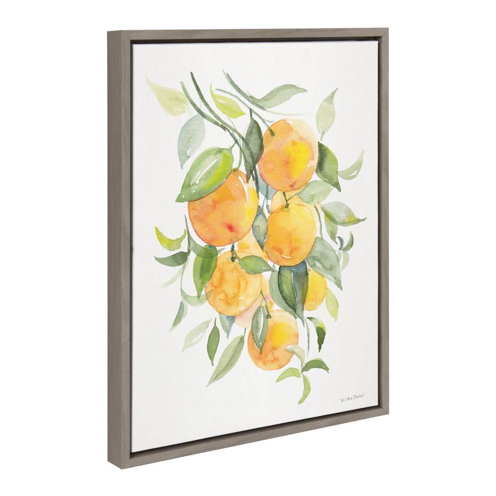 Sylvie Orange Citrus Framed Canvas Wall Art, 18x24 Gray