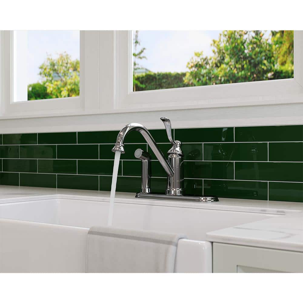 Portland Polished Chrome Single Handle Kitchen Faucet with Side Spray