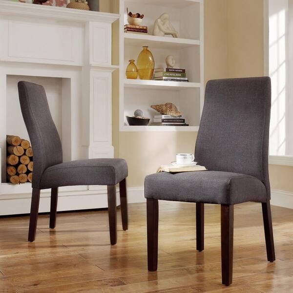 HomeSullivan Everit Charcoal Fabric Wave Back Dining Chair (Set of 2)
