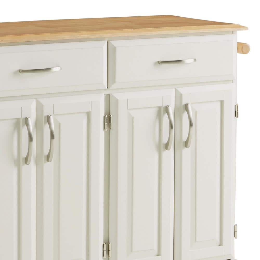 Maple and White Rectangular Kitchen Cart with Storage