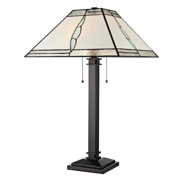 Dale Tiffany Parkdale 29 in. Bronze Table Lamp with Hand Rolled Art Glass Shade