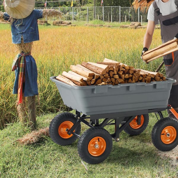 Garden Cart, Durable Poly Dump Cart with Simple Assembly Steel Structure, Versatile Dump Wagon,7 cu ft.Steel,Garden Cart