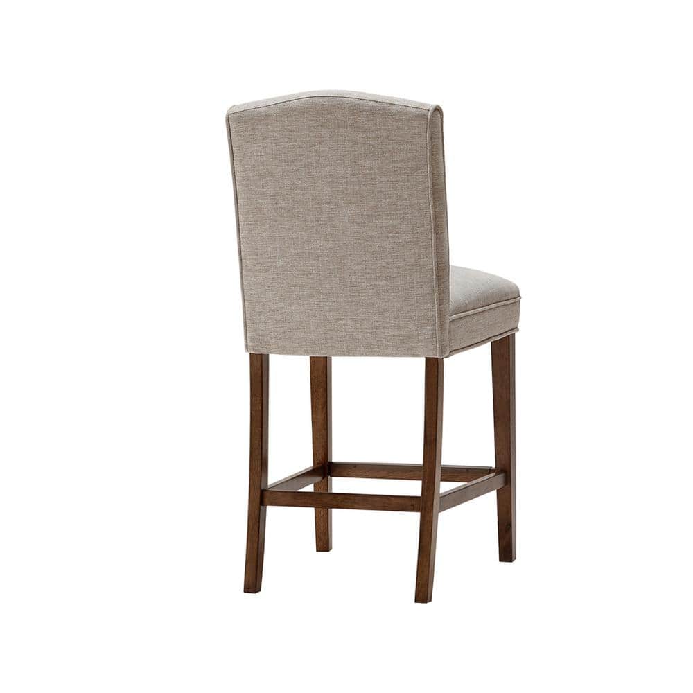 Elegant Cream Upholstered Counter Stool with Birch Wood Legs