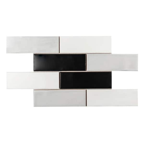 2 in. x 8 in. Subway Brick Multicolor 10.625 in. x 15.875 in. Matte Ceramic Mosaic Wall Tile (8.2 sq. ft. /Case)