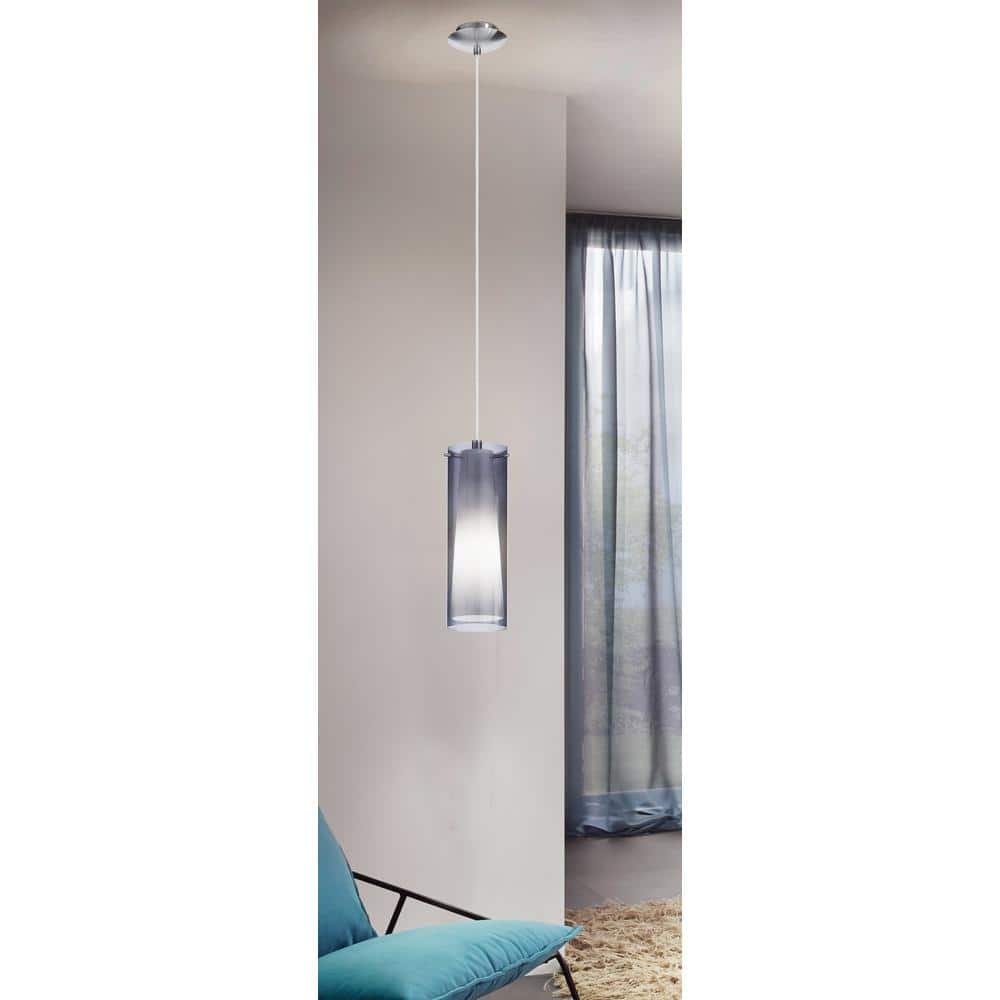 Pinto Nero Matte Nickel Mini Pendant with Dual Glass Shade