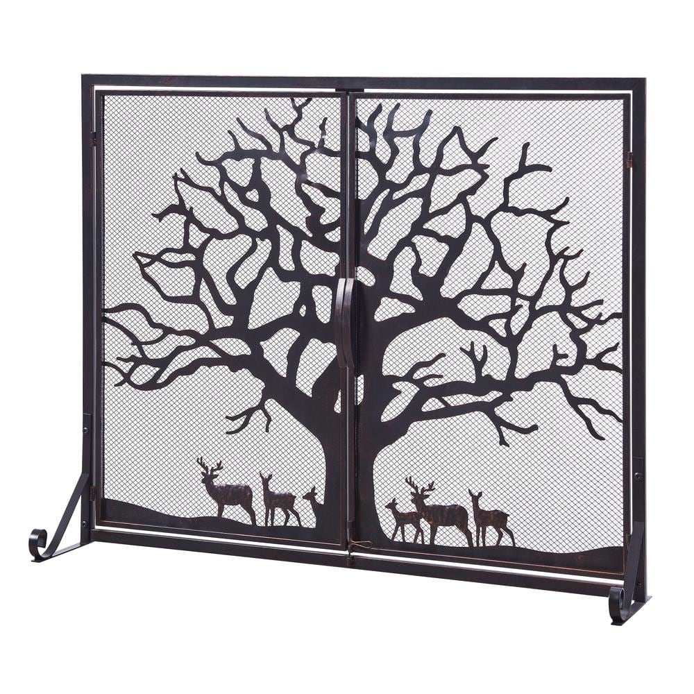 Vanity Art Cannes Black Iron Panel Fireplace Screen With Decorative  Filigree MLT2028FP-TRDE The Home Depot