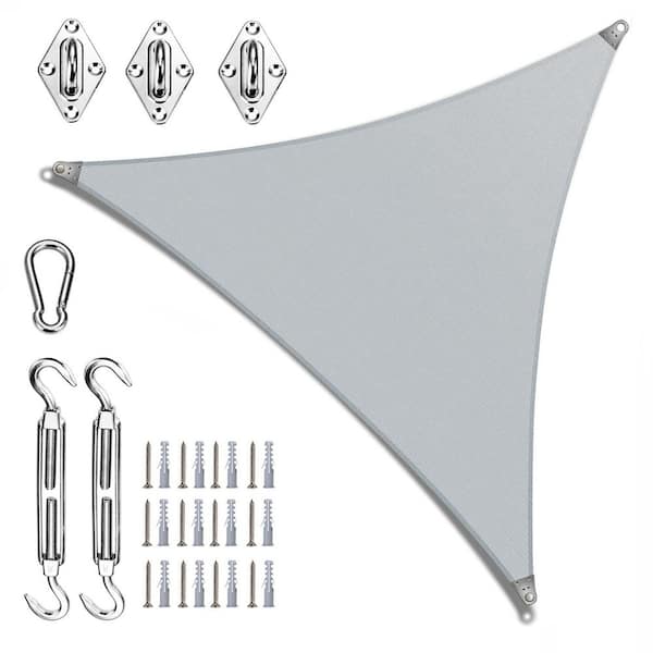 Super Ring 30 ft. x 30 ft. x30ft. Triangle Sun Shade Sail with Hardware Kit-Green