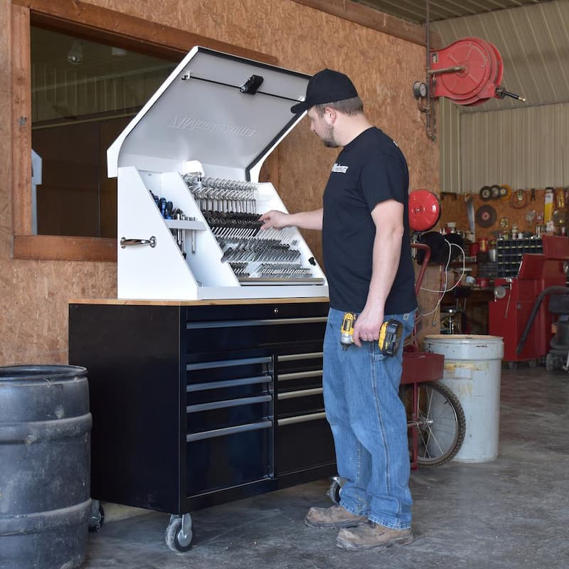 37 in. W x 18 in. D Portable White Triangle Top Tool Chest for Sockets, Wrenches and Screwdrivers