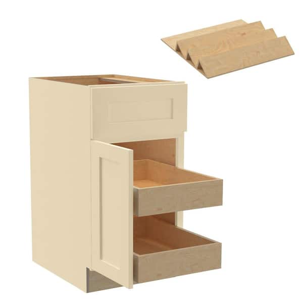 Home Decorators Collection Newport 18 in. W x 24 in. D x 34.5 in. H Assembled Plywood Base Kitchen Cabinet in Blended Cream with 2ROT Spice LH