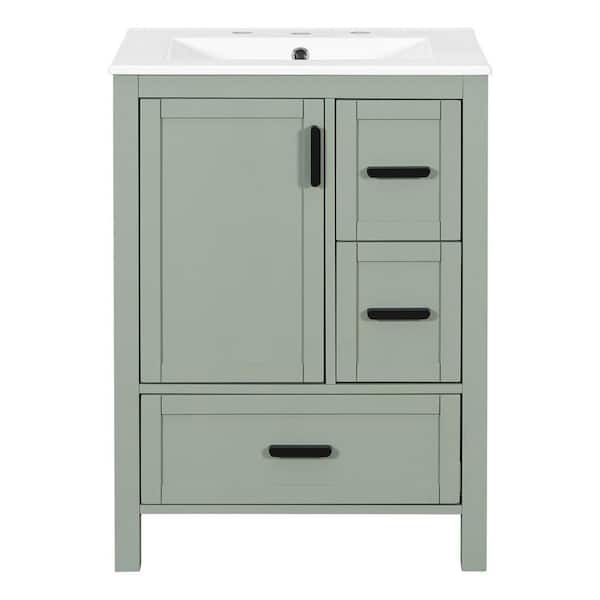 24 in. Bath Vanity Cabinet without Top in Green Assembled