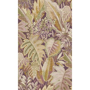Lilac pink Furry Leaves Tropical Printed Non-Woven Paper Non Pasted Textured Wallpaper 57 sq. ft.
