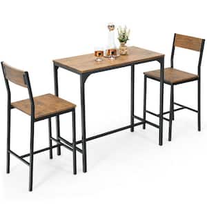3-Piece Metal Outdoor Dining Set Bar Table Set Bar Height Patio Dining Set with 2-Stools for Patios, Backyard, Poolside