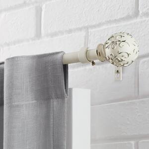 66 in. - 120 in. Telescoping 3/4 in. Single Curtain Rod Kit in White with Farmhouse Ball Finial