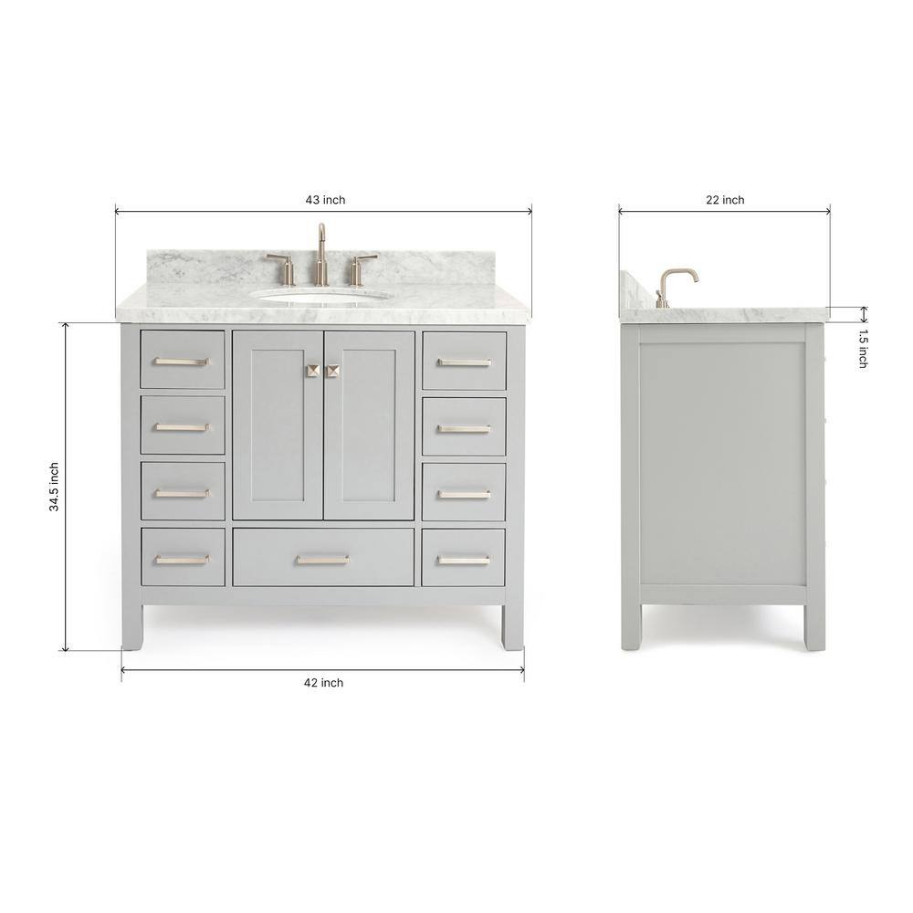 Cambridge Gray 43" Freestanding Single Sink Vanity with Marble Top