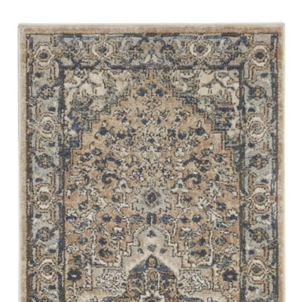 2 ft.x  20 ft. Gray Medallion Washable Area Rug