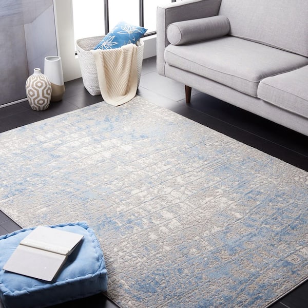 SAFAVIEH Lagoon 7 ft. x 7 ft. Blue/Gray Distressed Reptile