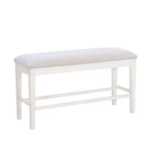 Mazie White 46 in. W Counter Dining or Bedroom Bench with Lift top Storage