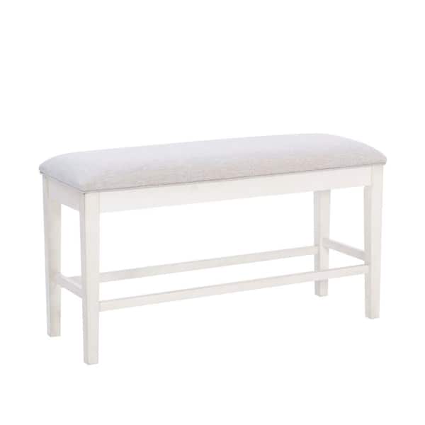Linon Home Decor Mazie White 46 in. W Counter Dining or Bedroom Bench with Lift top Storage