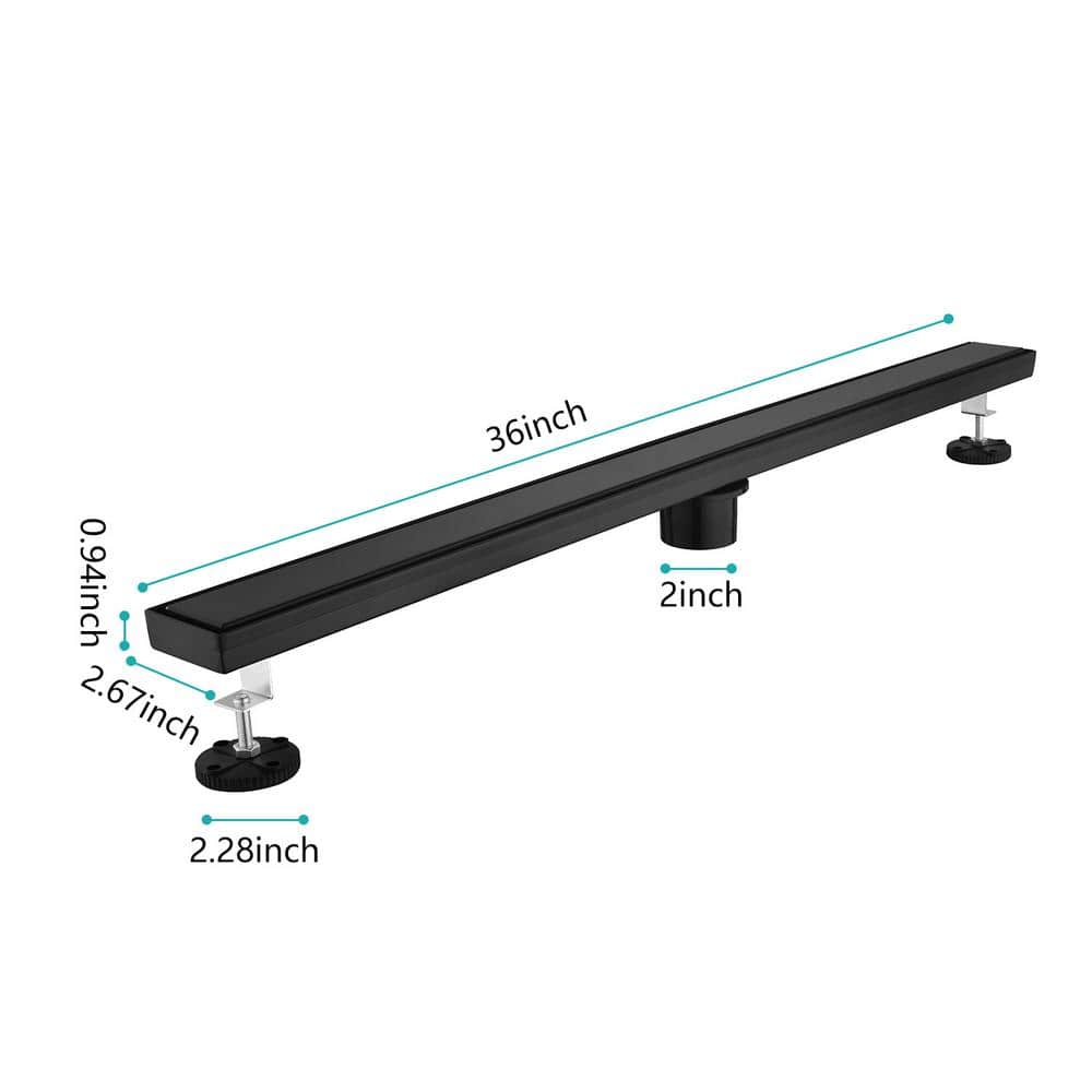 36-Inch Matte Black Stainless Steel Linear Shower Drain