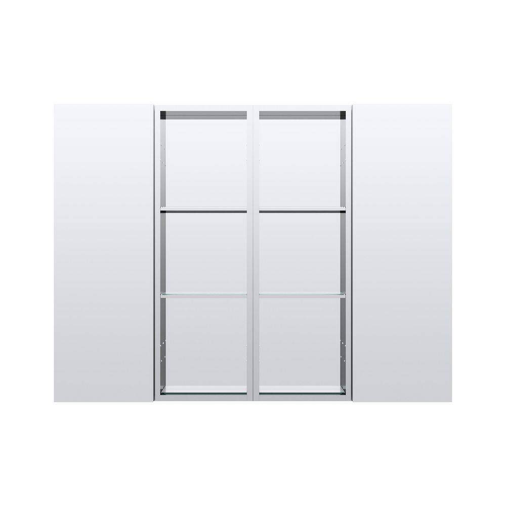48.1 in. W x 30 in. H Rectangular Polished Aluminum Tri-view Soft Close Medicine Cabinet with Mirror Combo, Reversible price history on PriceWatchPro