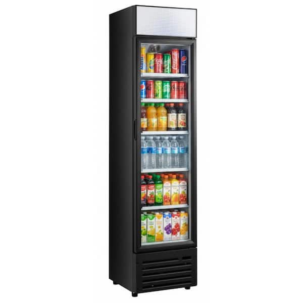3.7 cu.ft Auto-defrost Commercial Narrow Glass Door Refrigerator in Black