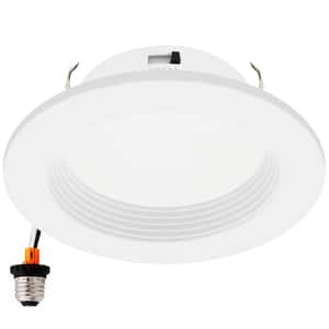 4 in. 5 CCT Retrofit Recessed LED Downlight with E-26 Quick Connect, Color Selectable 2700K-5000K Dimmable, 850 Lumens