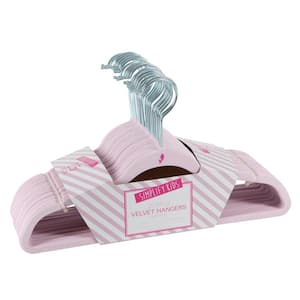 Kids 25-Pack Velvet Hangers in Blush Pink