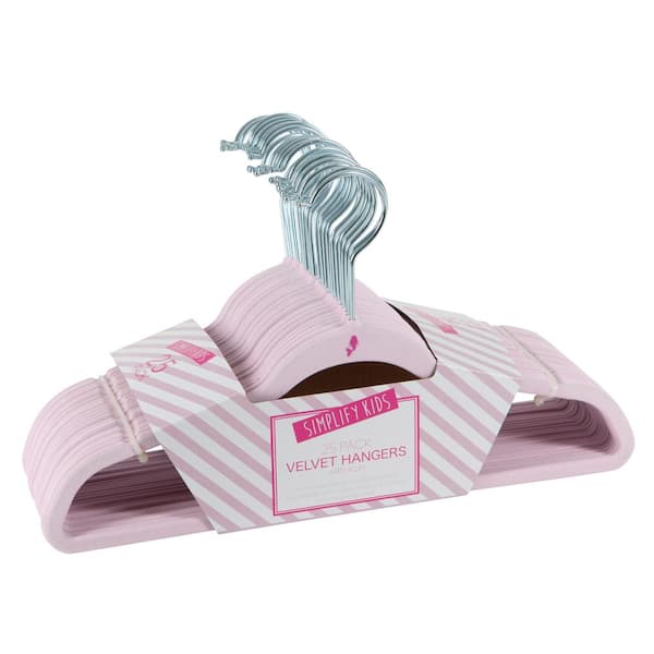 SIMPLIFY Kids 25-Pack Velvet Hangers in Blush Pink