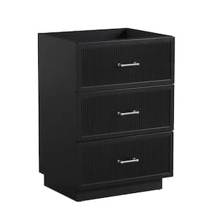 17.9 in. W x 23 in. D x 33.5 in. H MDF Wall Mounted Bath Vanity Cabinet without Top in Black with 3 Drawers