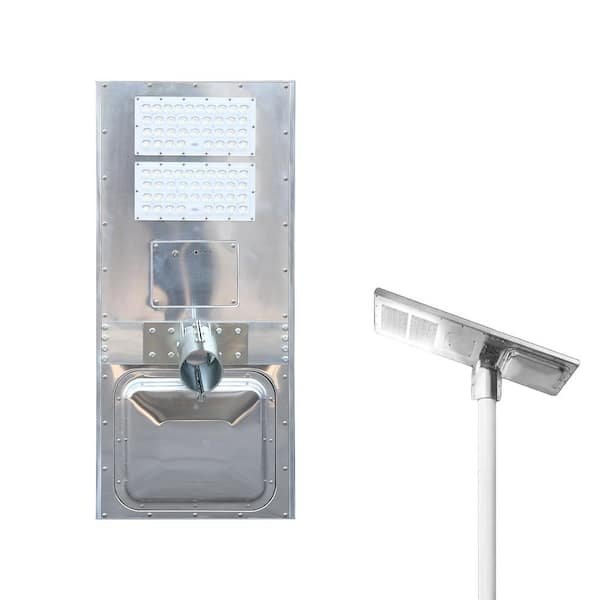 PUDO 3200 Lumens 350° Solar Powered Outdoor Integrated Led Gray Flood Light with Dusk to Dawn 40W