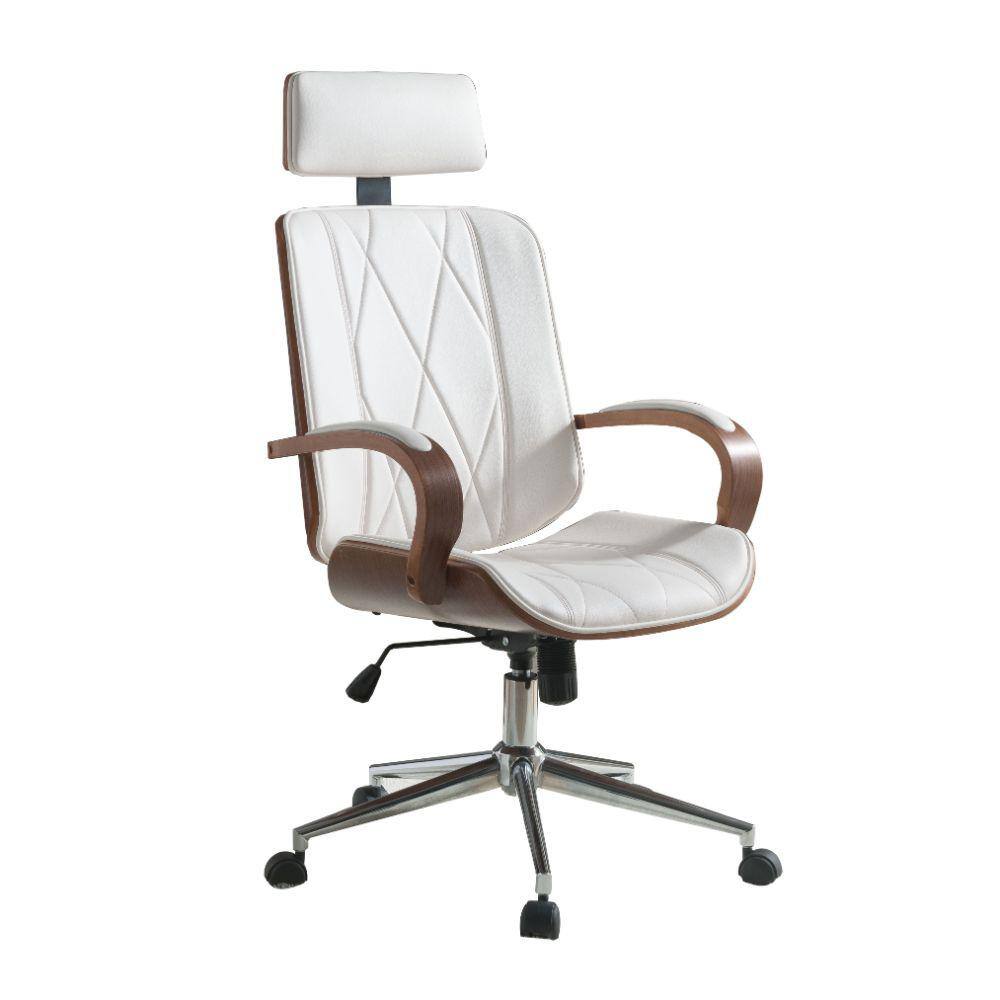 white and brown desk chair