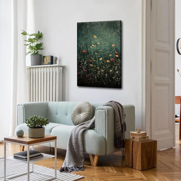 Dark Wildflower Canvas Wall Art Vintage Flower Paintings Pictures
