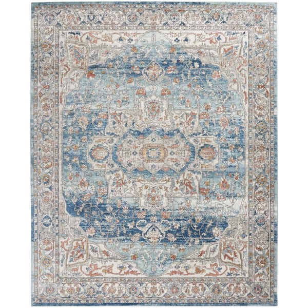 Nourison Concerto Ivory/Blue 7 ft. x 10 ft. Persian Medallion Traditional Area Rug